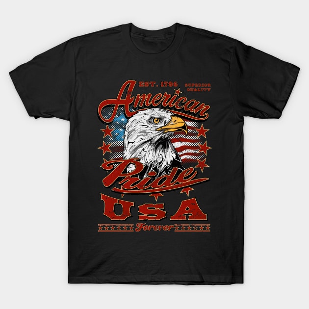 American Pride Eagle USA T-Shirt by RockabillyM